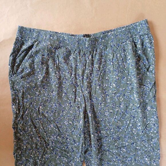 Jessica Simpson Pants XXL Green Floral Blue Pull On Light Womens Cottagecore - Picture 5 of 12